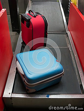 Luggage drop at the airport Stock Photo